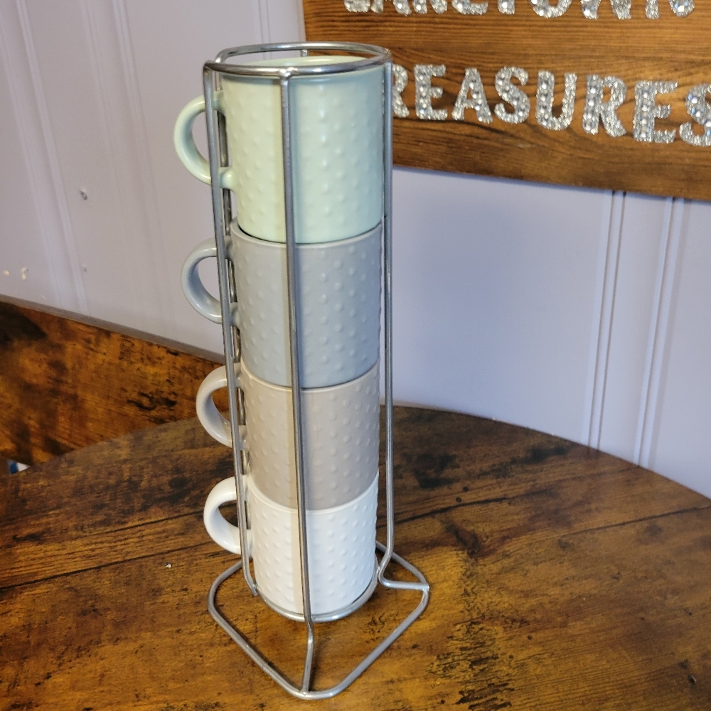 Set of 4 Stackable Ceramic esspresso mugs